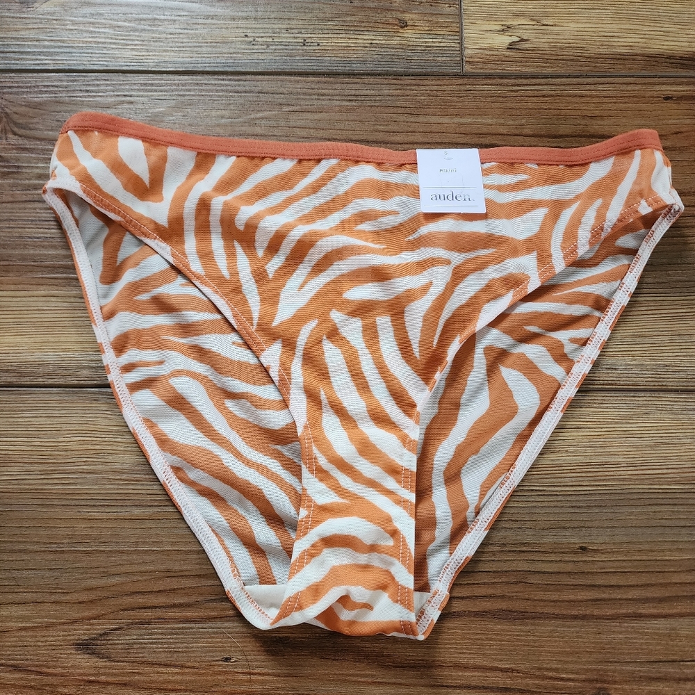 Auden Panties Womens S Orange Animal Print Bikini NEW